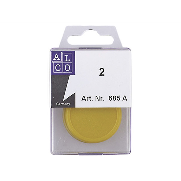 Afbeelding van magneet Alco 40mm rond blister a 2 stuks geel