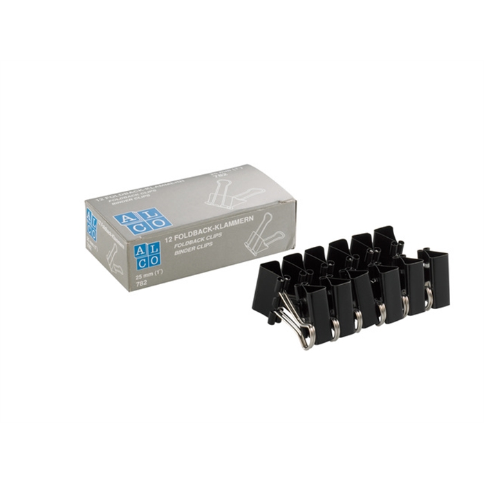 Picture of ALCO AL-782-11 - Paper clamp Alco, 25 mm, Nickel-plated, Box of 12 pieces, Black