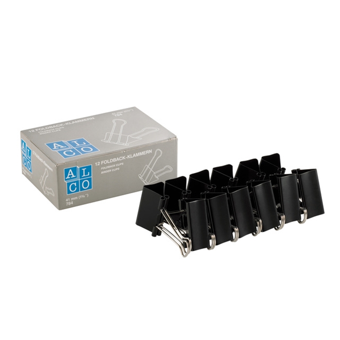 Picture of ALCO AL-784-11 - Paper clamp Alco, 41 mm, Nickel-plated, Box of 12 pieces, Black