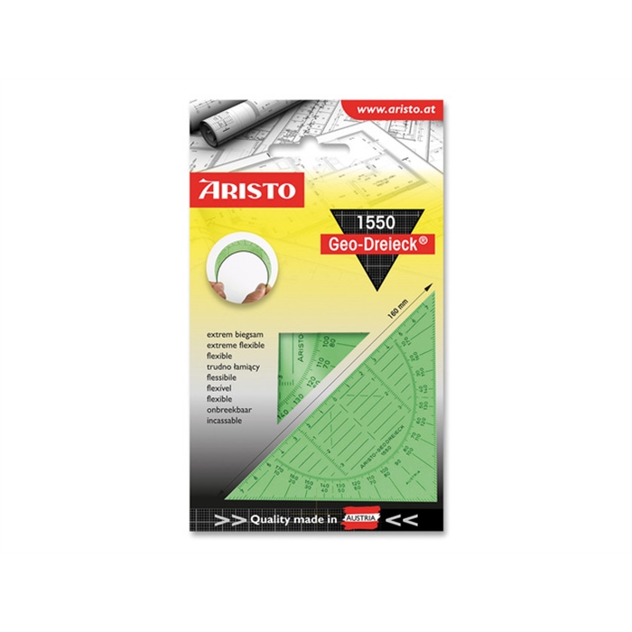 Image de ARISTO AR-1550GR - Triangle géométrique, Geodreieck®, 16 cm, Vert, extrêmement flexible, sans biseau