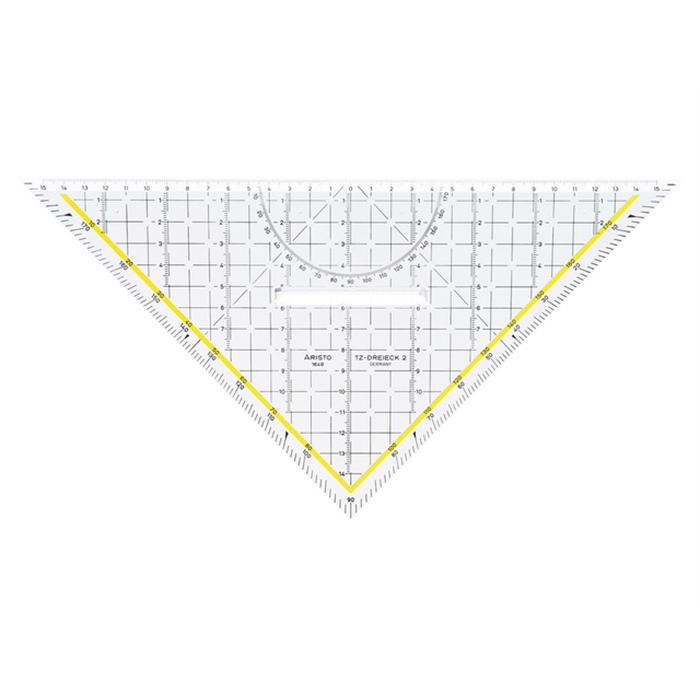 Afbeelding van ARISTO AR-1648 - Tekendriehoek TZ driehoek 32,5 cm, met houten handvat, schuine kant op hypotenus