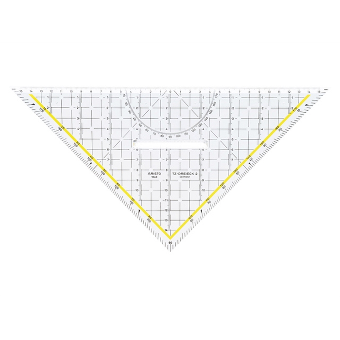 Image de ARISTO AR-1648 - Triangle de dessin TZ triangle 32,5 cm, avec poignée en bois, biseau sur hypoténuse