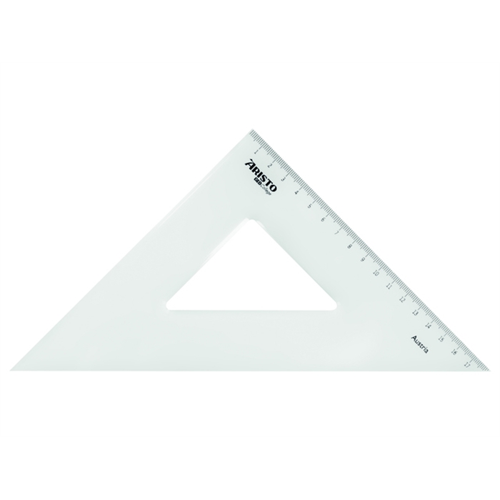 Image de ARISTO AR-23425 - Triangle College 45°, hypoténuse 25 cm, Transparent, graduation 18 cm