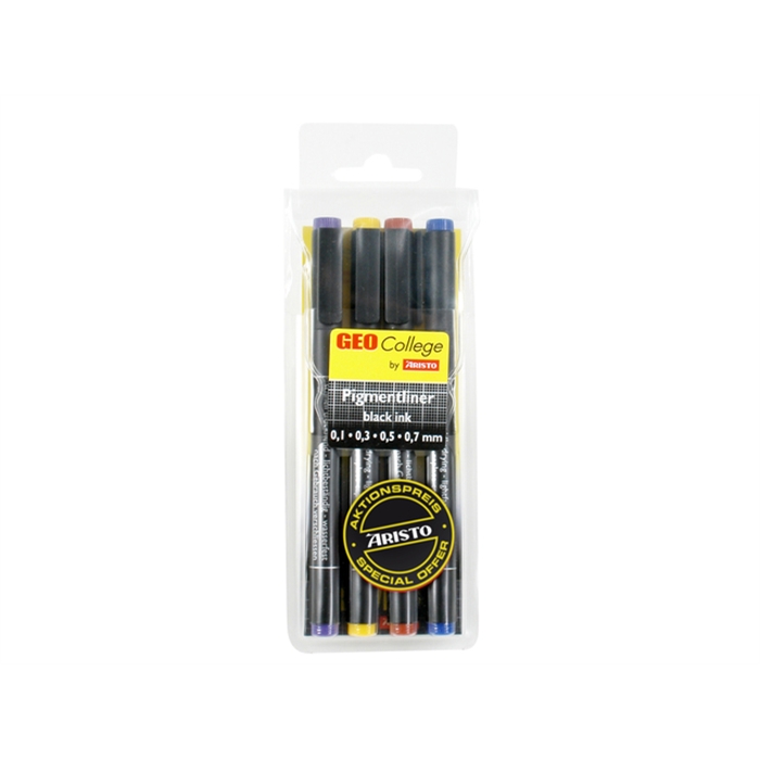 Picture of ARISTO AR-23544 - Pigmentliner GeoCollege, set of 4, 3+1, Assorted