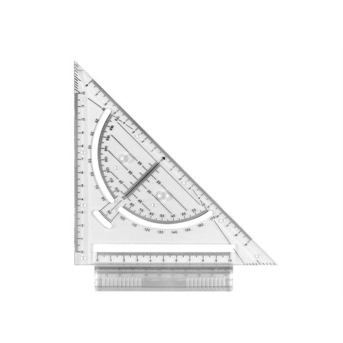 Image de ARISTO AR-7090 - Triangle de vitesse, graduation angulaire, pour rail de dessin, hypoténuse 22 cm