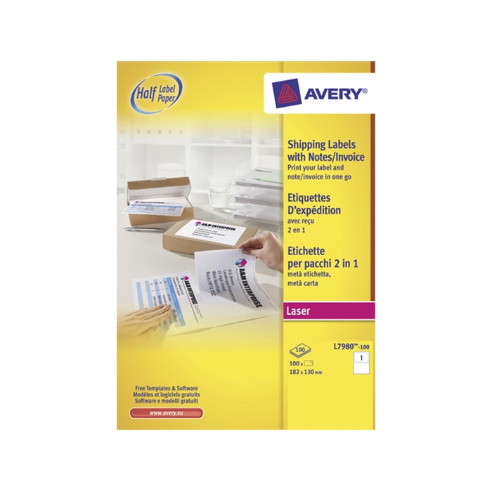 Afbeelding van AVERY AV-L7980-100 - Opake Etiketten 182x130 mm, Weiß, 100 Blätter