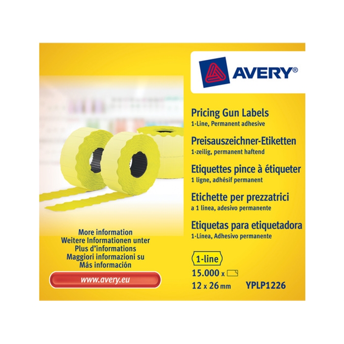 Picture of AVERY AV-YPLP1226 - Price bar labels permanent 26x12 mm, Yellow, 10 rolls