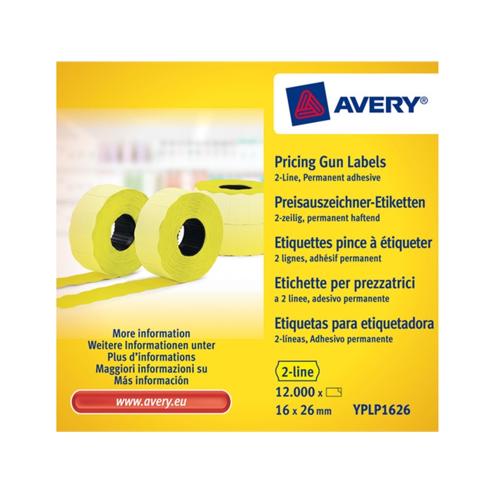 Picture of AVERY AV-YPLP1626 - Price bar labels permanent 26x16 mm, Yellow, 10 rolls