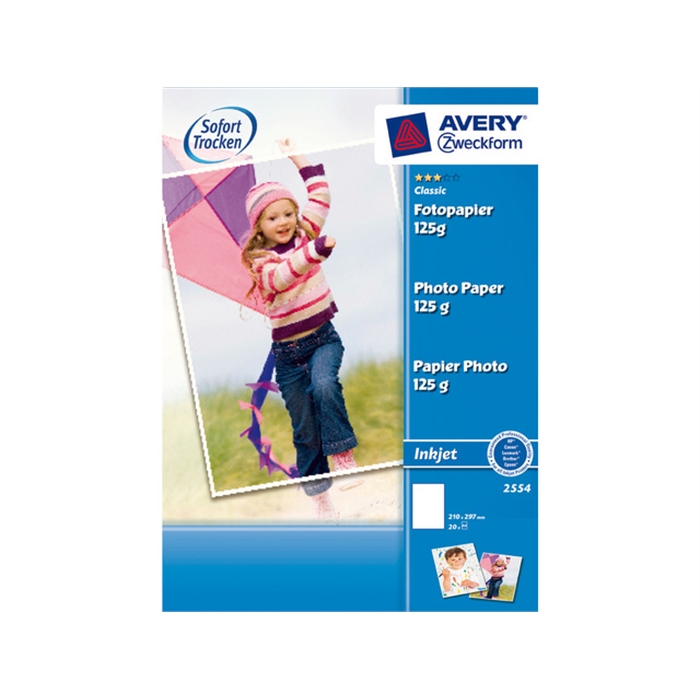 Picture of AVERY AV-2554 - Photo paper A4, 125 gr, White, 20 sheets