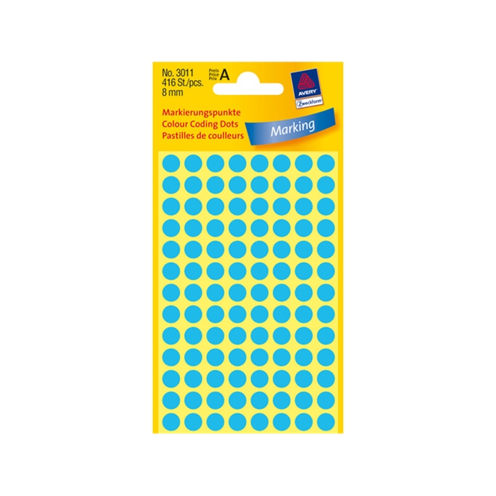 Afbeelding van AVERY AV-3011 - Markeerpunten, Blauw, Ø 8 mm, 4 vellen met 104 etiketten