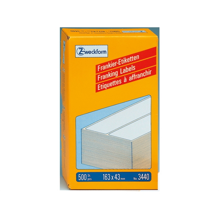 Afbeelding van AVERY AV-3440 - Frankeeretiketten 163x43 mm, 2 etiketten per vel, 250 vellen