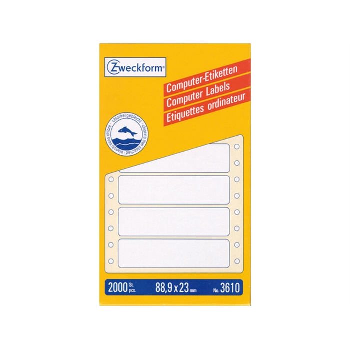 Afbeelding van comp.etiket Zweckform 1-baans 88,9x23mm 2000 etiketten