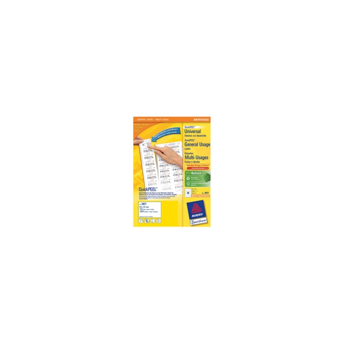 Picture of AVERY AV-3671 - Label 64x45 mm, 100 sheets, 18 labels per sheet, White