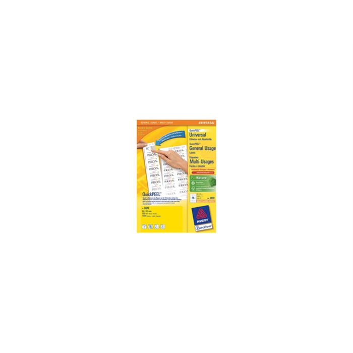 Picture of AVERY AV-3672 - Label 64x50 mm, 100 sheets, 15 labels per sheet, White