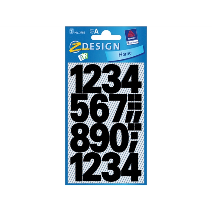 Afbeelding van AVERY AV-3785 - Cijferlabel Z-design home, 2 vellen, Zwart