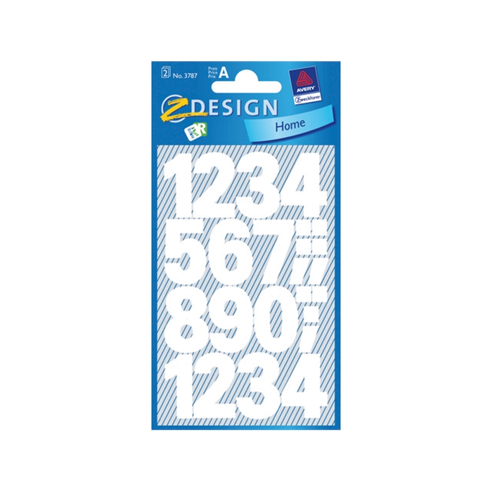 Afbeelding van AVERY AV-3787 - Cijferlabel Z-design home, 2 vel, Wit