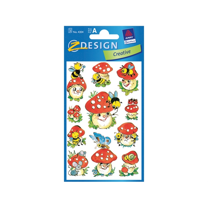 Afbeelding van AVERY AV-4304 - Creative Z-design papieren label, 3 vellen, paddestoelen