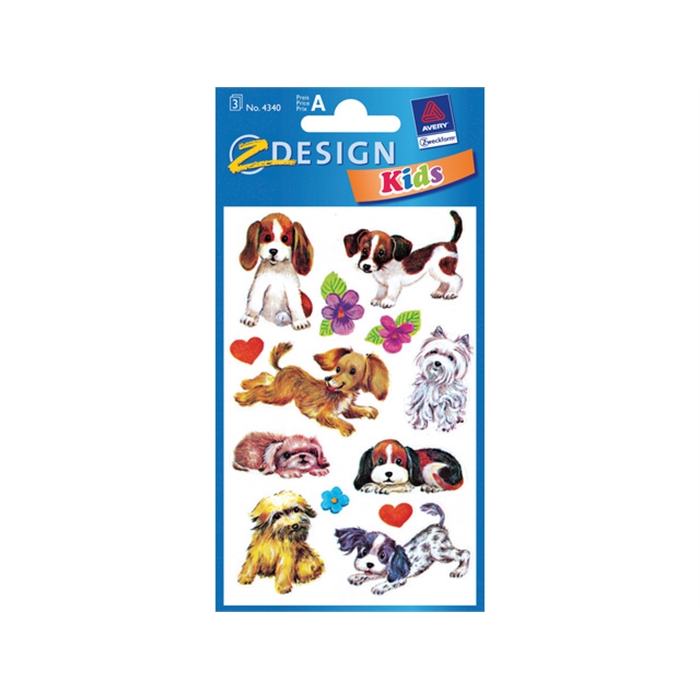 Afbeelding van AVERY AV-4340 - Papieren label Z-design kids, 3 vellen, honden