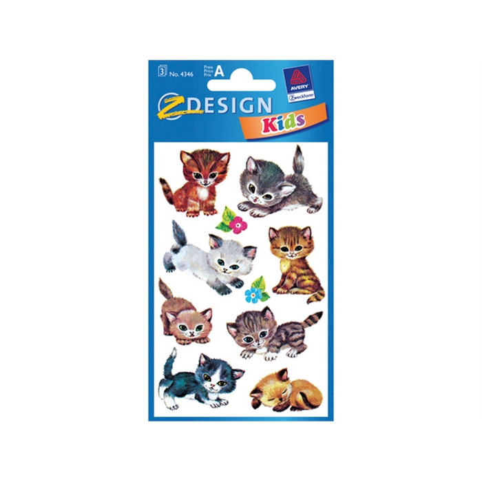 Afbeelding van AVERY AV-4346 - Papieren label Z-design kids, 3 vellen, katten