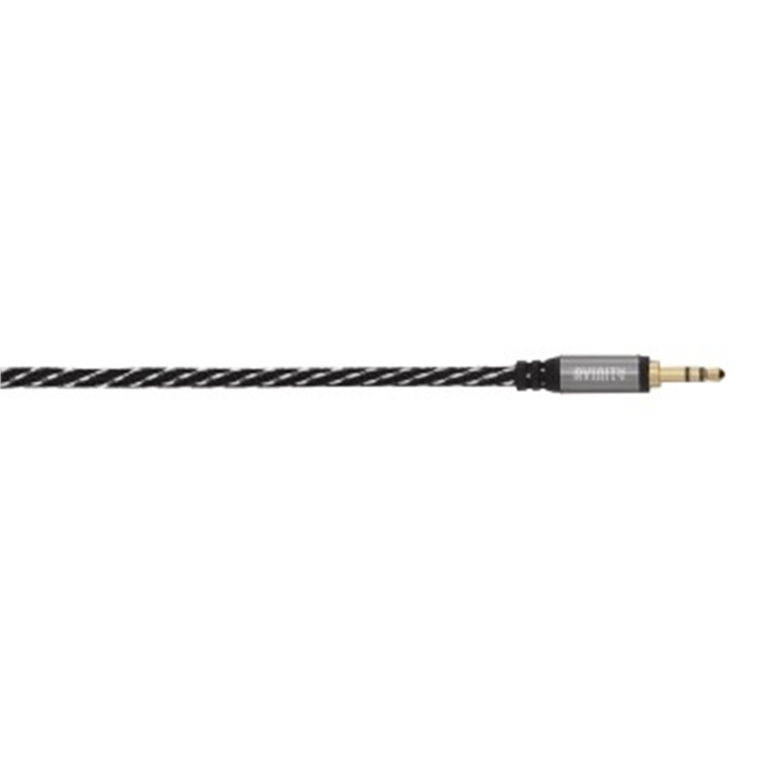 Picture of AVINITY 127044 - Audio cable, 3,5 mm jack plug/plug, stereo, fabric, gold-plated, 1,5 m, Black/white