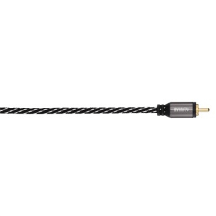 Picture of AVINITY 127067 - Subwoofer cable and adapter, Cinch connector, 2 Cinch plugs, fabric, gold-plated, 1,5 m, Black/white