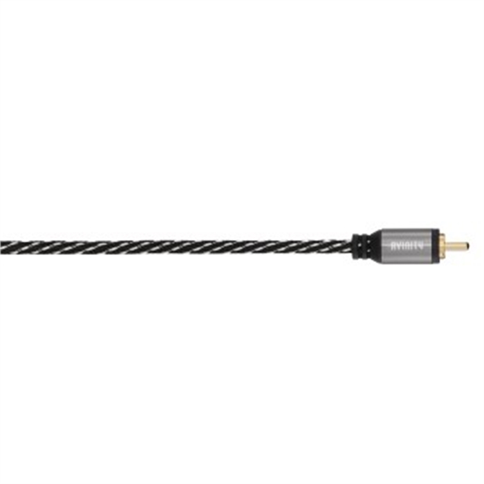 Picture of AVINITY 127069 - Subwoofer cable and adapter, Cinch connector, 2 Cinch plugs, fabric, gold-plated, 5,0 m, Black/white