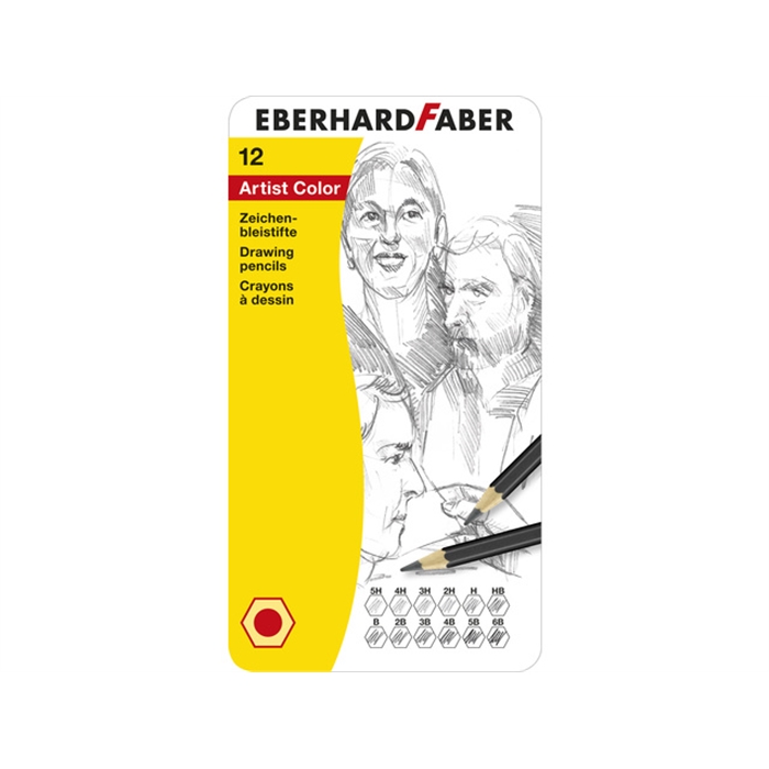 Picture of Crayons pour ecrire et dessiner Eberhard Faber 12           graduations, étui métallique