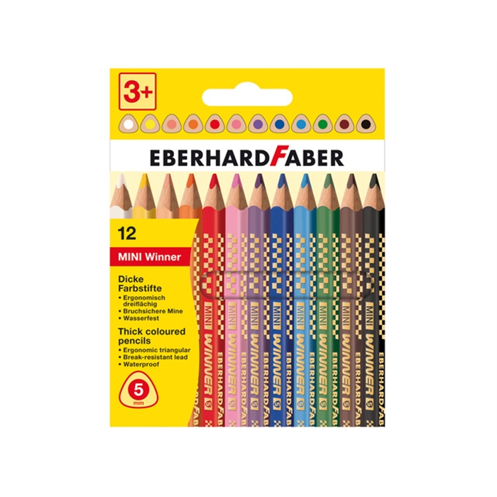 Picture of Crayon de couleur triangulaire Eberhard Faber Mini Winner,  12 pces., mine épaisse