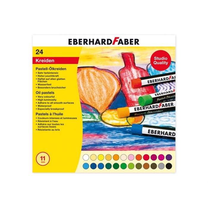 Afbeelding van oliepastelkrijt Eberhard Faber 11mm doos a 24 st assorti