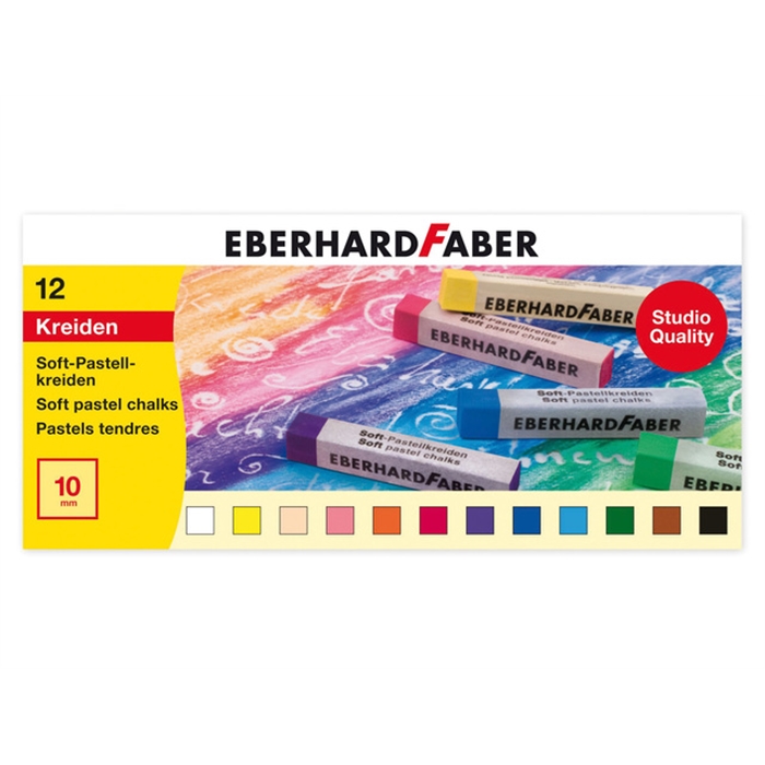 Afbeelding van pastelkrijt Eberhard Faber vierkant assorti etui à 12 st.