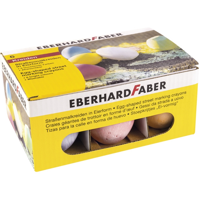 Afbeelding van stoepkrijt Eberhard Faber 6 stuks eivormig