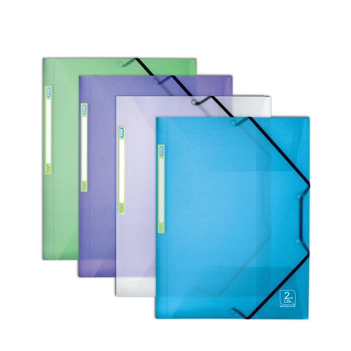 Picture of Pack of 4 - 3 Flap Folders with elastics Elba A4 Assorted 4 Colours