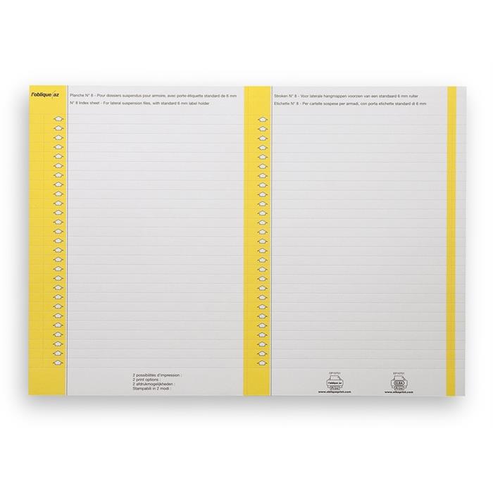 Picture of Suspension Files Label Sheet Nr 8; Bag Of 10; Cardboard Yellow