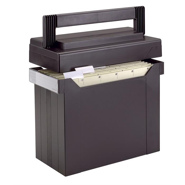 Picture of ELBA go set go Filing box with lid for suspension files, made of Polystyren, contains 5 suspension files, Black