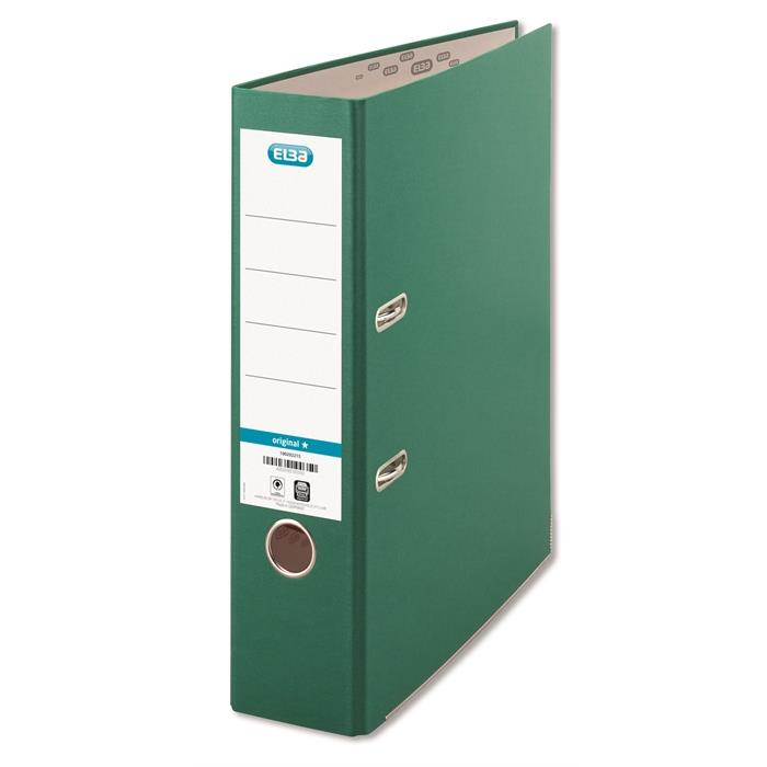 Picture of ELBA Lever Arch File "smart Original" A4 Spine 80 mm 2 Rings Pp/Paper, glued spine label, Green