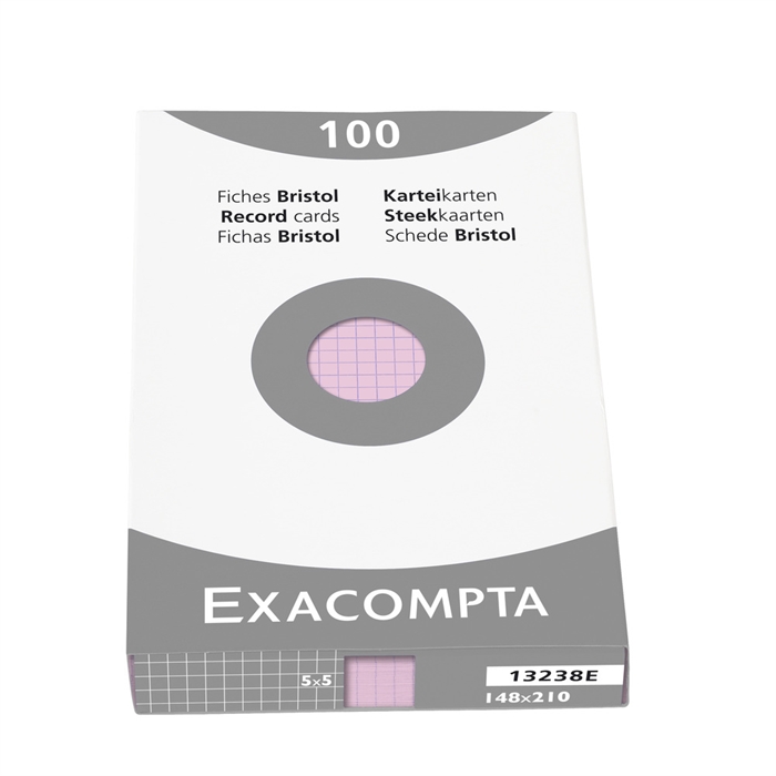 Picture of Box of 100 record cards - squared 148x210mm-Pink