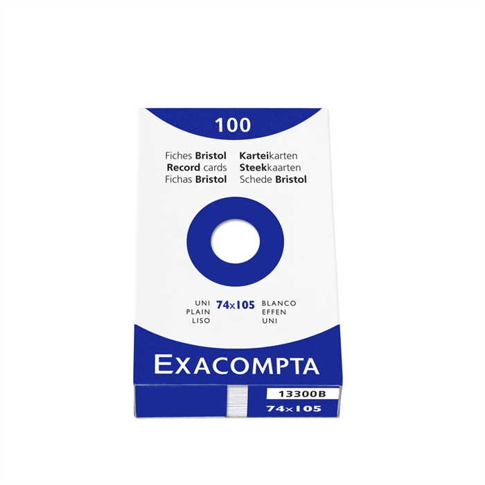 Picture of EXACOMPTA 13300B - Record cards blank DIN A7, 100 pieces, unperforated, 74x105 mm, with folding box, White