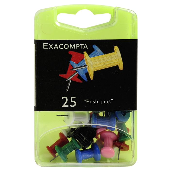 Image de Boîte de 25 épingles Push Pins - Hauteur de pointe 7mm - 10mm de diamètre-Assorties