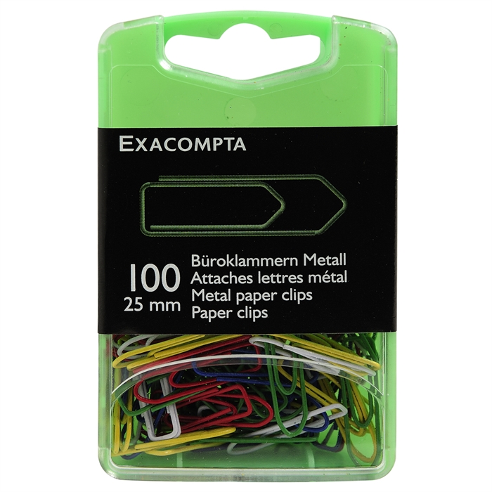 Picture of Box of 100 paper clips 25mm-Assorted colours