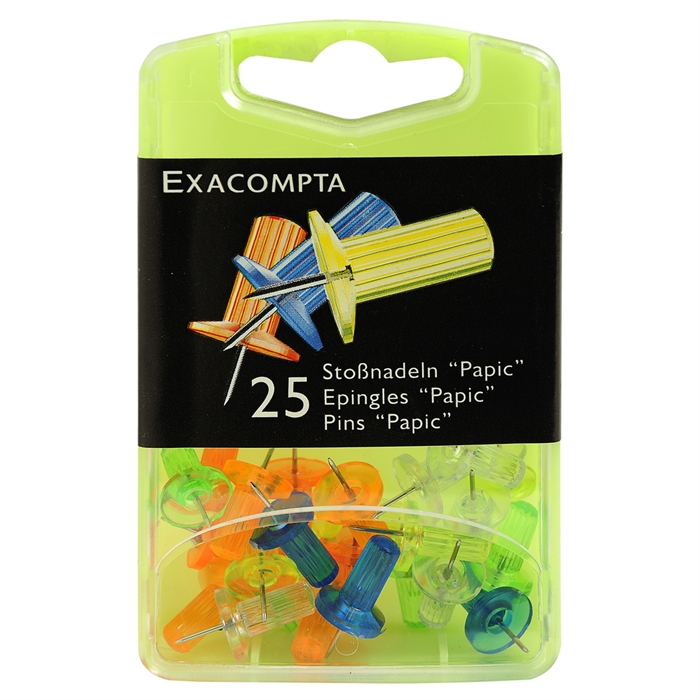 Image de Boîte de 25 épingles Papic - Hauteur de pointe 7mm - 10mm de diamètre-Assorties translucide