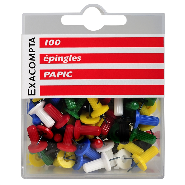 Image de Boîte de 100 épingles Papic - Hauteur de pointe 7mm - 10mm de diamètre-Assorties