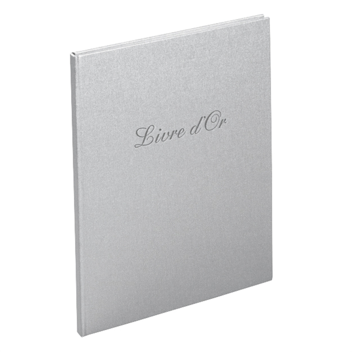 Afbeelding van Gastenboek Balacron met titel 100 witte pagina's - 27x22cm verticaal-Zilver