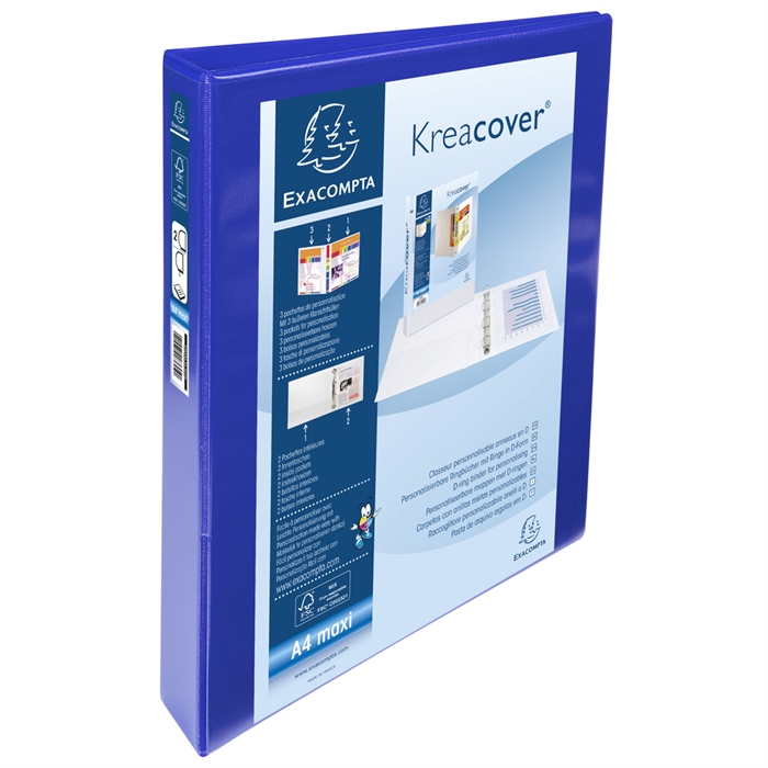 Image de Classeur PP personnalisable Kreacover - 2 anneaux en D 25mm - A4 maxi-Bleu