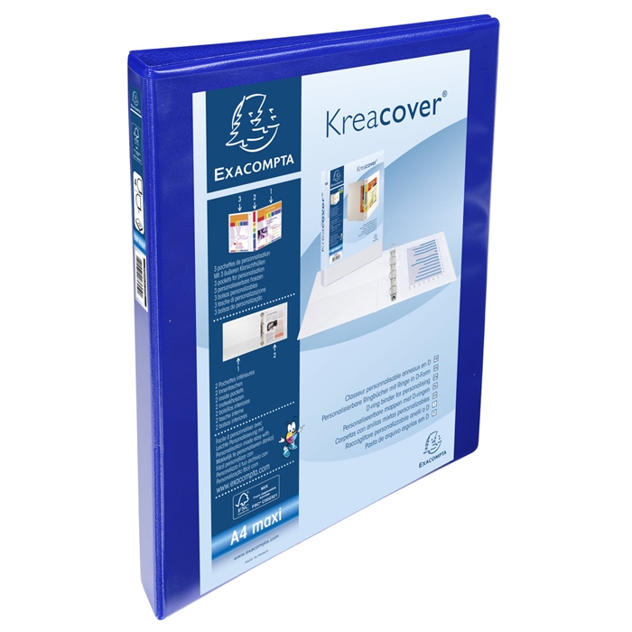 Image de Classeur PP personnalisable Kreacover - 4 anneaux en D 15mm - A4 maxi-Bleu