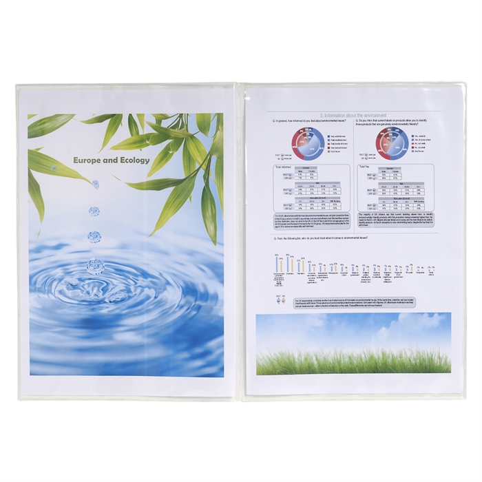 Picture of Bag of 10 protective 2-pocket plastic covers glass clear 150 µ PVC - A4 size-Crystal