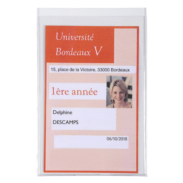 Picture of Bag of 10 protective plastic covers for student card, glass clear 150 µ PVC - 73x107mm-Crystal