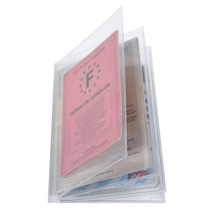 Picture of Bag of 10 protective 4-pocket plastic covers glass clear 150 µ PVC - 88x138mm-Crystal