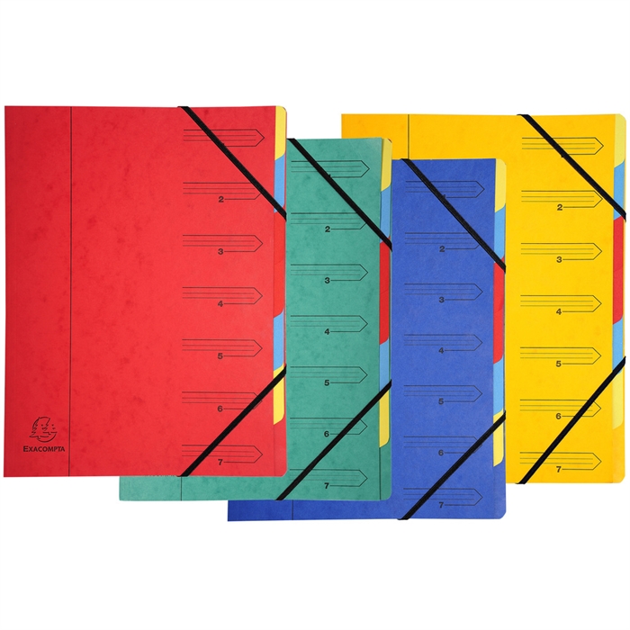 Picture of Multipart file with elastic straps - 7 stapled compartments-Assorted colours