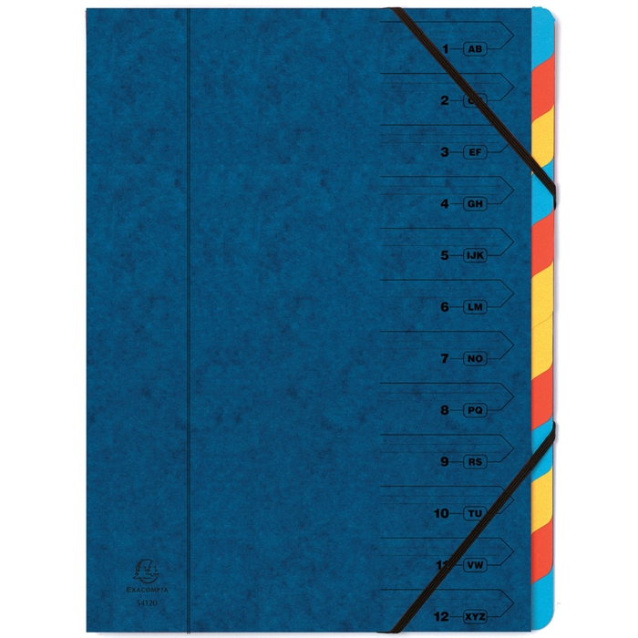 Picture of Multipart file with elastic straps - 12 stapled compartments-Blue