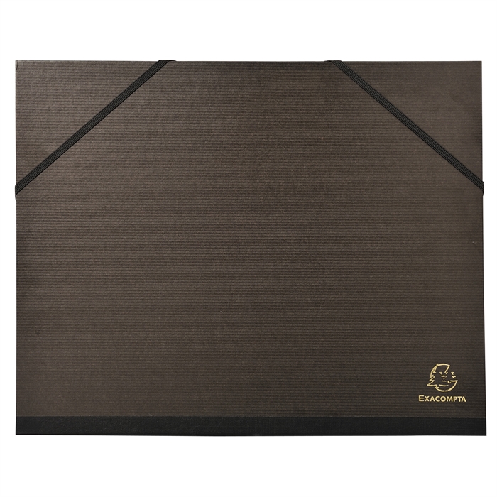 Picture of Portfolio with elastic straps glossy black paper 26x33cm - A4 maxi-Black